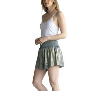 Queen of Sparkles Blue Gold Dusted Swing Shorts - XS